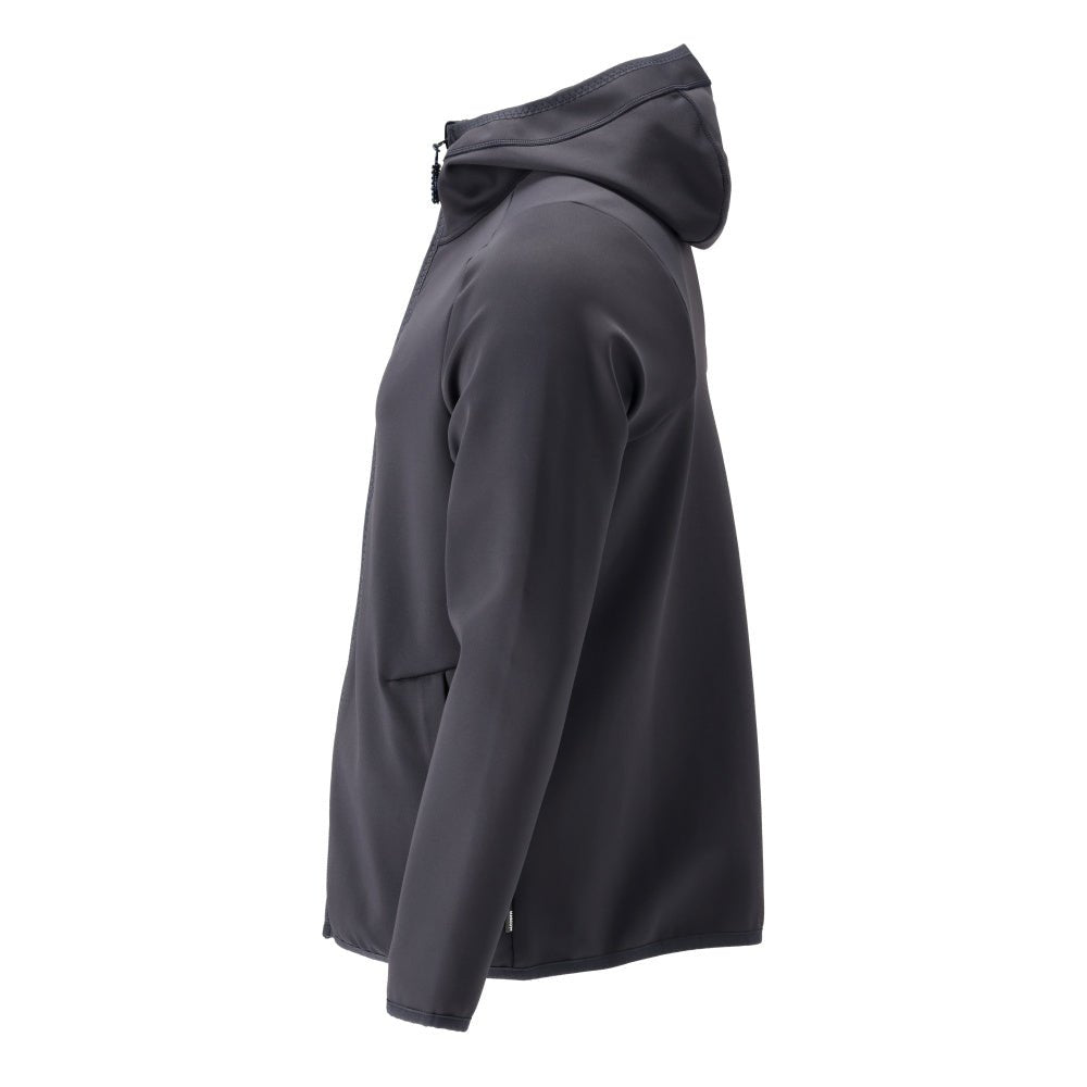 Fleece sweater, hood, zipper microfleece jacket, black-blue