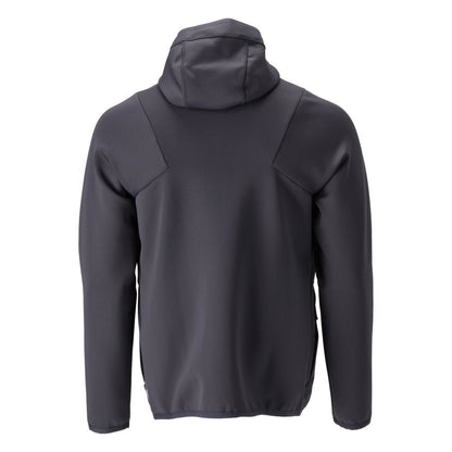 Fleece sweater, hood, zipper microfleece jacket, black-blue