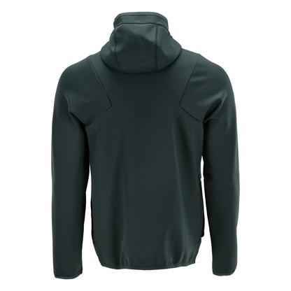 Fleece sweater, hood, zip microfleece jacket, forest green