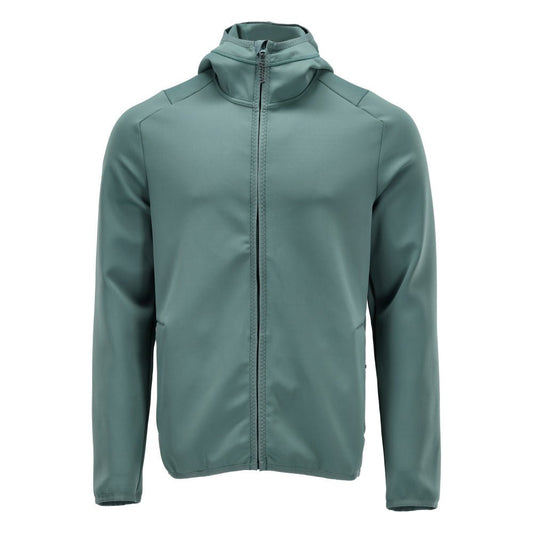 Fleece sweater, hood, zip microfleece jacket, light forest green