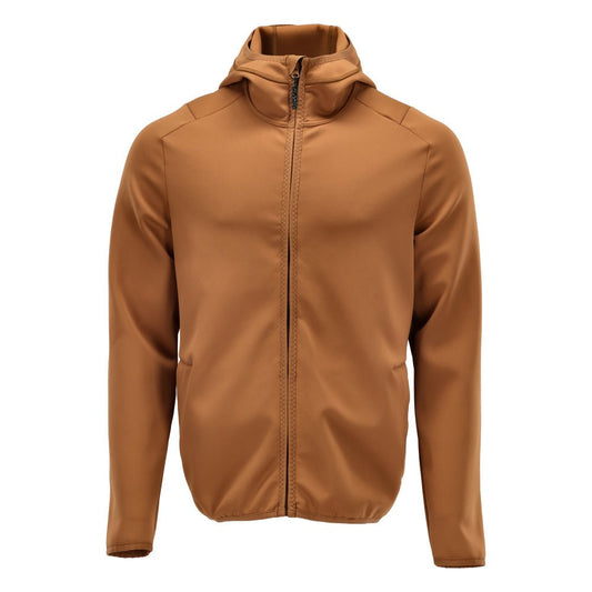 Fleece sweater, hood, zip microfleece jacket, nut brown