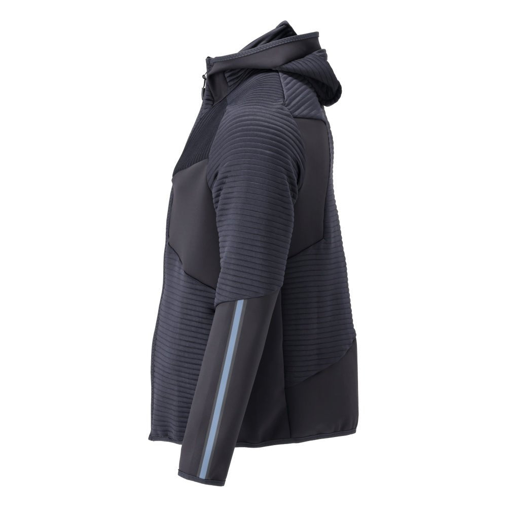 Fleece sweater, hood, zipper microfleece jacket, black-blue