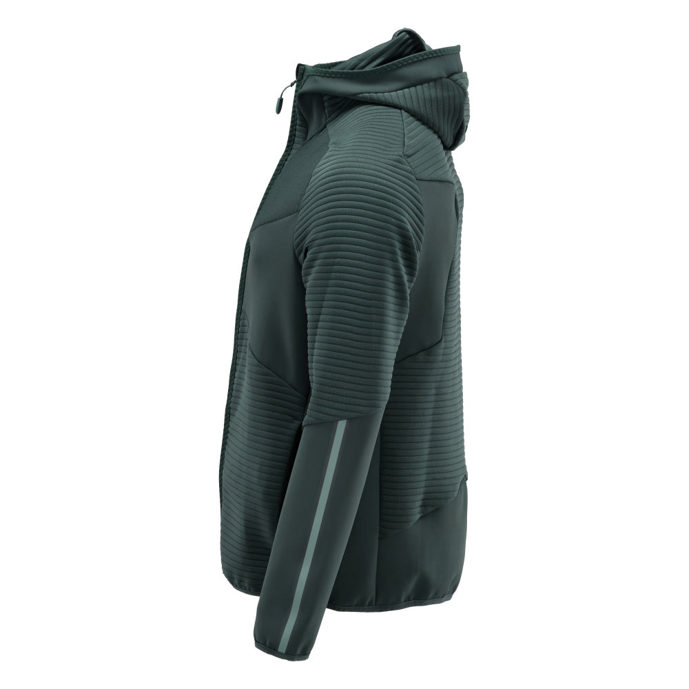 Fleece sweater, hood, zip microfleece jacket, forest green