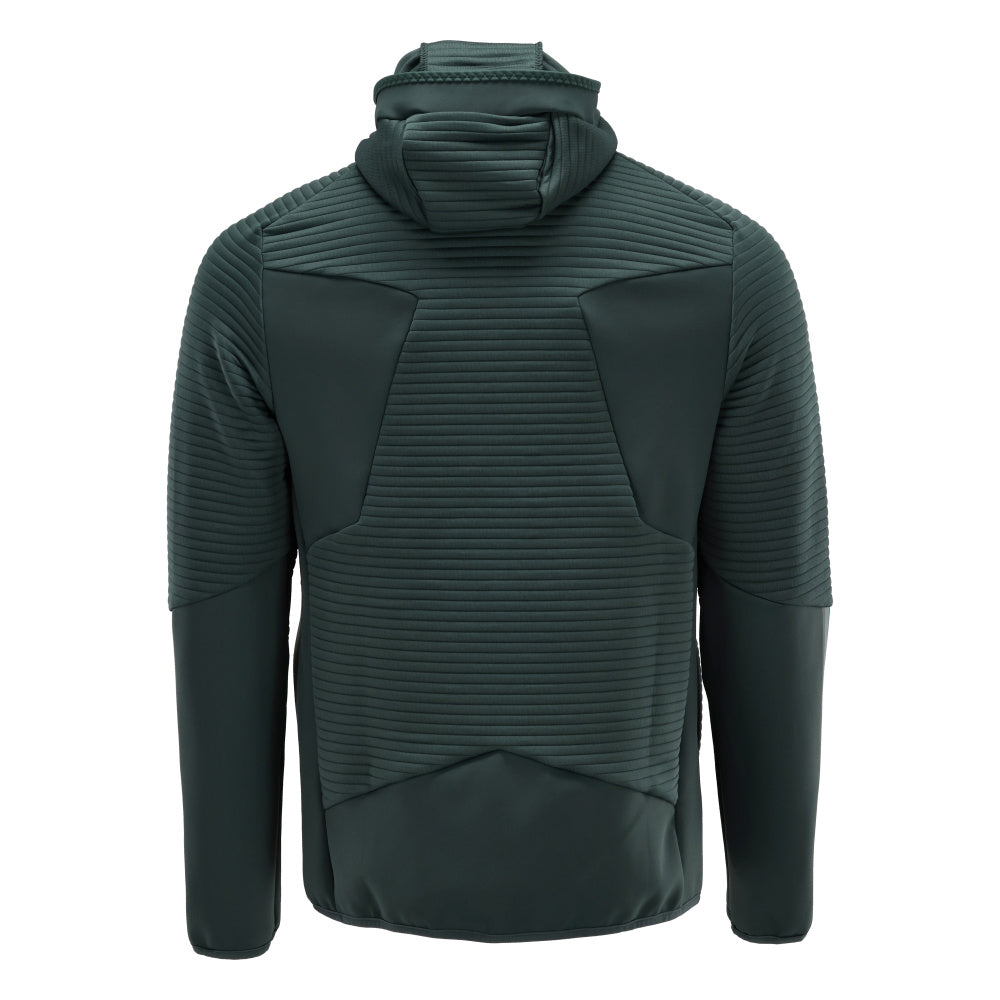 Fleece sweater, hood, zip microfleece jacket, forest green