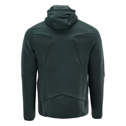 Fleece sweater, hood, zip microfleece jacket, forest green