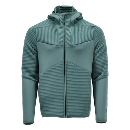 Fleece sweater, hood, zip microfleece jacket, light forest green