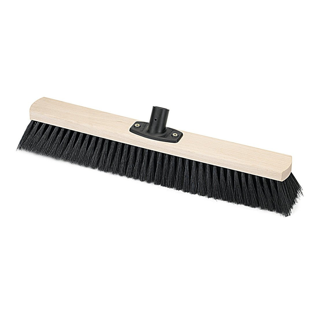 The Nölle Profi Brush Power Stick Hall Broom Quality Blend from Nölle Profi Brush Brush & Paint Technology e.K. features black bristles, a rectangular wooden block, and a central hole for handle attachment for reliable performance.