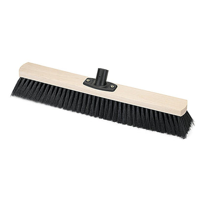 The Nölle Profi Brush Power Stick Hall Broom Quality Blend from Nölle Profi Brush Brush & Paint Technology e.K. features black bristles, a rectangular wooden block, and a central hole for handle attachment for reliable performance.