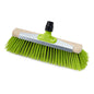 The Nölle Profi Brush Prestige Universal Broom 40 cm features a robust beechwood body, bright green elaston bristles, a metal support plate, and a black plastic handle attachment. Brand: Nölle Profi Brush Brush & Paintbrush Technology e.K.