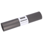 A roll of gray DEISS 24054 garbage bags (700x1100 mm, 25 pieces) from EMIL DEISS KG (GmbH + Co.) with a white label is standing on a plain, light background.