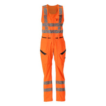 Combination trousers with thigh pockets, stretch combination trousers, hi-vis orange