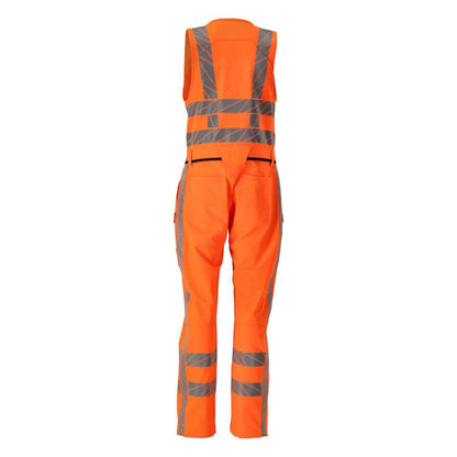 Combination trousers with thigh pockets, stretch combination trousers, hi-vis orange