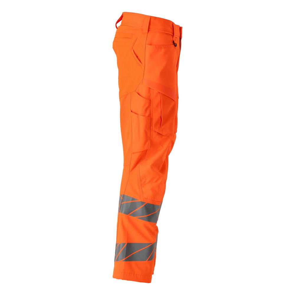 Trousers with knee pockets, stretch inserts trousers, hi-vis orange