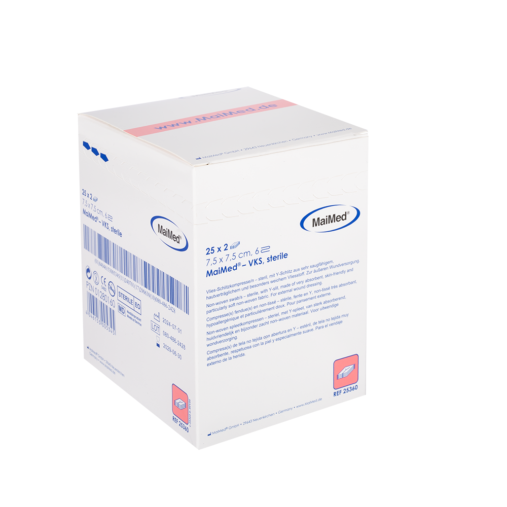 MaiMed-VKS-sterile fleece slit compresses, 25x2 pieces/box
