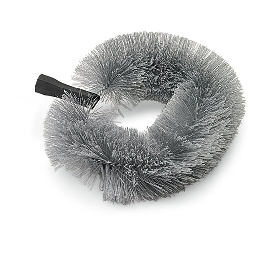 The Nölle Profi Brush replacement head dust bee oval, 25 cm synthetic brush from Nölle Profi Brush Bürsten- & Pinseltechnik e.K. has dense gray bristles and a black handle, depicted on a white background.