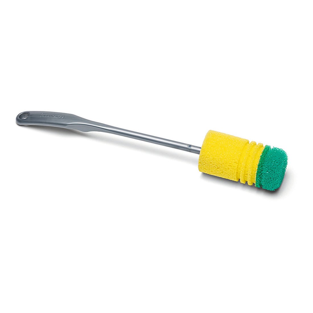 The Nölle Profi-Bürste Insulated Jug Brush Duo Foam 34 cm has a yellow foam core, a green scouring pad, and a gray plastic handle, which allows for effective and convenient cleaning. Brand: Nölle Profi-Bürste Brush & Paintbrush Technology e.K.