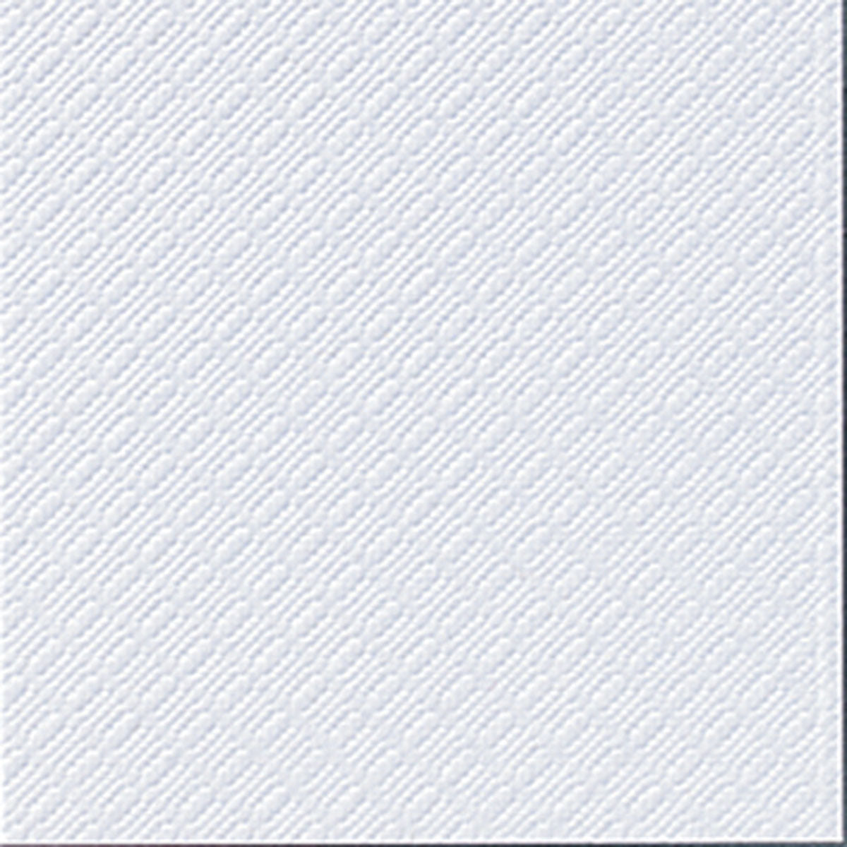 Eine Nahaufnahme von Duni GmbH Papierservietten 33 x 33 cm 1-lagig 1/8 Buchfalz weiß (Lukullus) zeigt die diagonalen, leicht erhöhten Linien der weißen Serviette. Die Beleuchtung hebt die subtile dreidimensionale Struktur hervor. Packung: 500 Servietten.