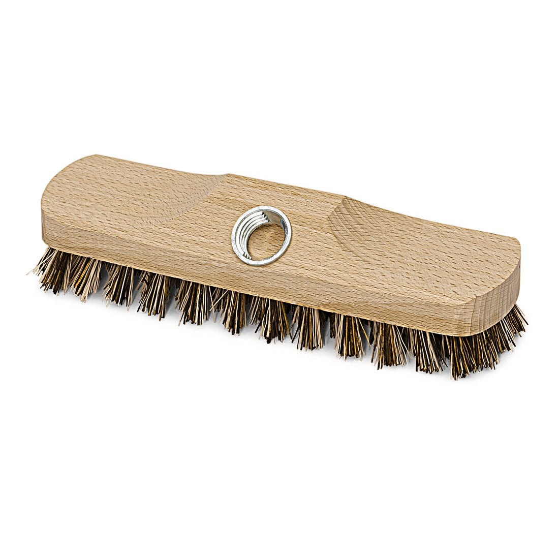 The Nölle Profi Brush Scrubber Union 22 cm features an especially hard brush head with densely packed, stiff bristles and a central metal threaded hole for handle attachment. By Nölle Profi Brush Brush & Paintbrush Technology e.K., 1 piece.