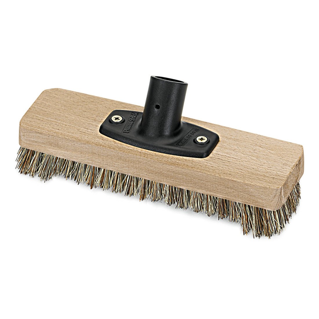 The Nölle Profi Brush Power Stick Scrubber Union, 23 cm, with stiff bristles and wooden base, suitable for handles 24-26 mm. Made by Nölle Profi Brush Bürsten- & Pinseltechnik e.K., pictured on a white background.