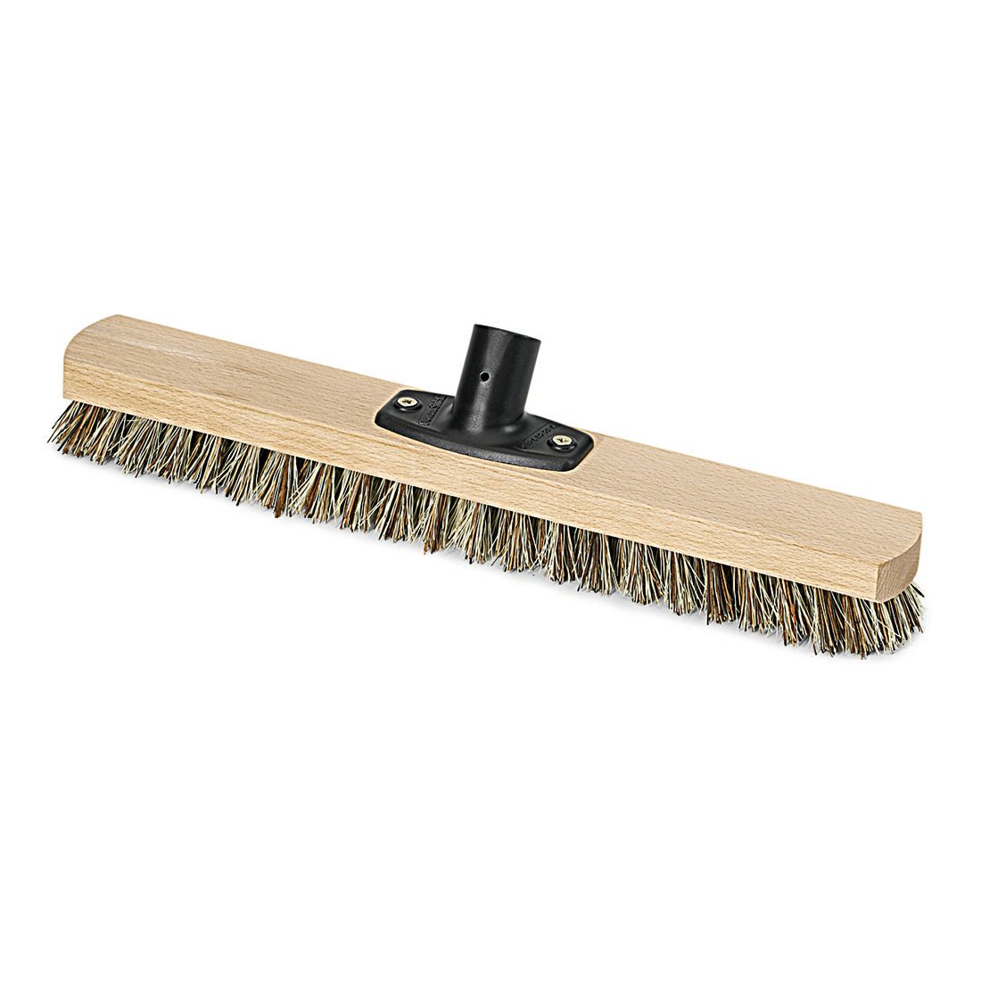 The Nölle Profi Brush Power Stick Large Area Scrubber 40 cm, hard, by Nölle Profi Brush Bürsten- & Pinseltechnik e.K. is ideal for professional cleaning with a wooden base and black plastic handle holder (24-26 mm).