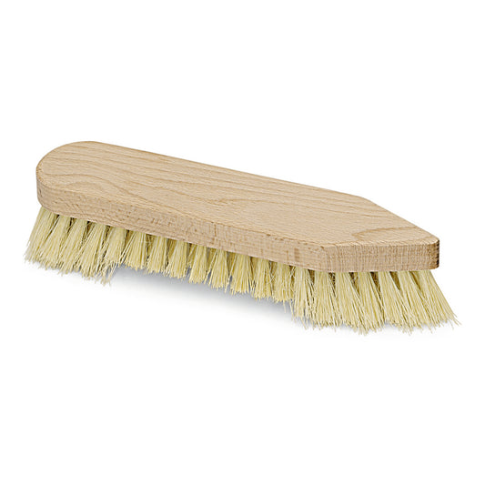 Die Nölle Profi Brush Scheuerbürste Thermo-PET (20 cm, mittelhart, hitzebeständig) von Nölle Profi Brush Bürsten- & Pinseltechnik e.K. hat steife, leichte Borsten und ein spitzes Ende, abgebildet auf weißem Grund.