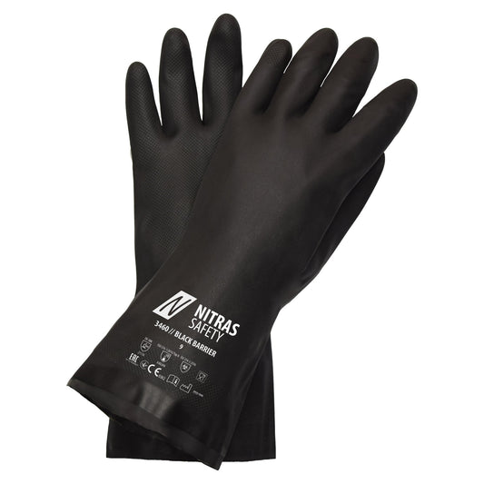 NITRAS BLACK BARRIER, chemical protection gloves, black