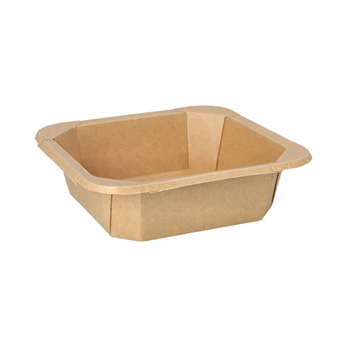 The Starpak 25 lunch boxes, square cardboard from Starpak are square, eco-friendly cardboard containers with angled sides and rounded corners - ideal as a lunch box or for take-away meals.