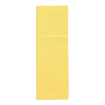 A rectangular yellow paper napkin from the PAPSTAR 50 napkins "DAILY Collection" (48 cm x 30 cm, cutlery fold) from PAPSTAR GmbH, unfolded and presented on a white background.