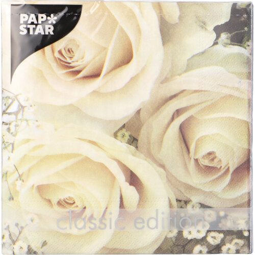 Eine Packung PAPSTAR GmbH 20 Servietten, 33x33 cm, 3-lagig, 1/4-Falz aus dem Design Set 2.