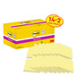 A yellow box of Post-it® Super Sticky Notes, Yellow, 76 x 76 mm (14 pads + 2 free/package, 90 sheets/pad, 100% PEFC), by 3M Deutschland GmbH, with sixteen yellow sticky notes arranged in front.
