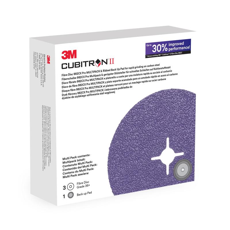 3M™ Cubitron™ II fiber disc 982CX Pro KIT, 36+, 115 mm, 3 discs + backing plate | Pack (1 set)