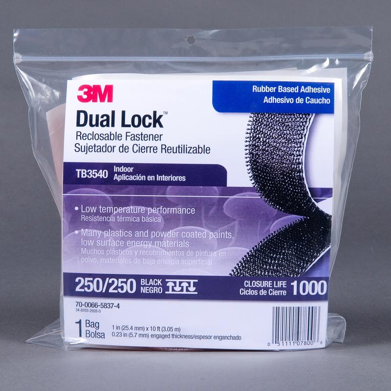 3M™ Dual Lock™ TB3540, Black, 25 mm x 3 m, 5.7 mm, 40 heads/cm2, Indoor | Bag (1 piece)