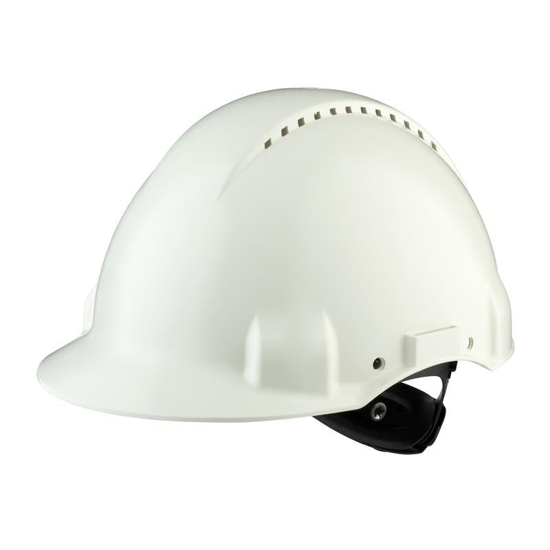 3M™ Hard Hat, Uvicator, Ratchet Fastener, Vented, Plastic Sweatband, White, G3000NUV-VI | Pack (1 piece)