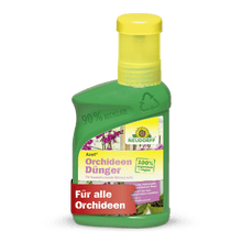 Azet Orchid Fertilizer liquid from Neudorff Shop in a green bottle with a yellow cap - ideal for fertilizing orchids and for magnificent blooms.