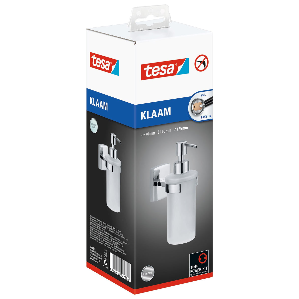 tesa Klaam Design-Seifenspender, verchromt, inkl. Klebelösung