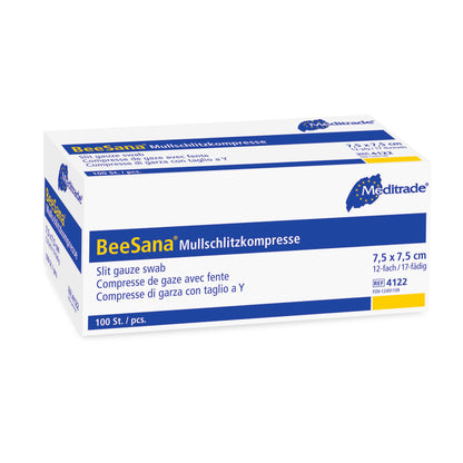 BeeSana® gauze slot compress, non-sterile, 12-fold (100 pieces)
