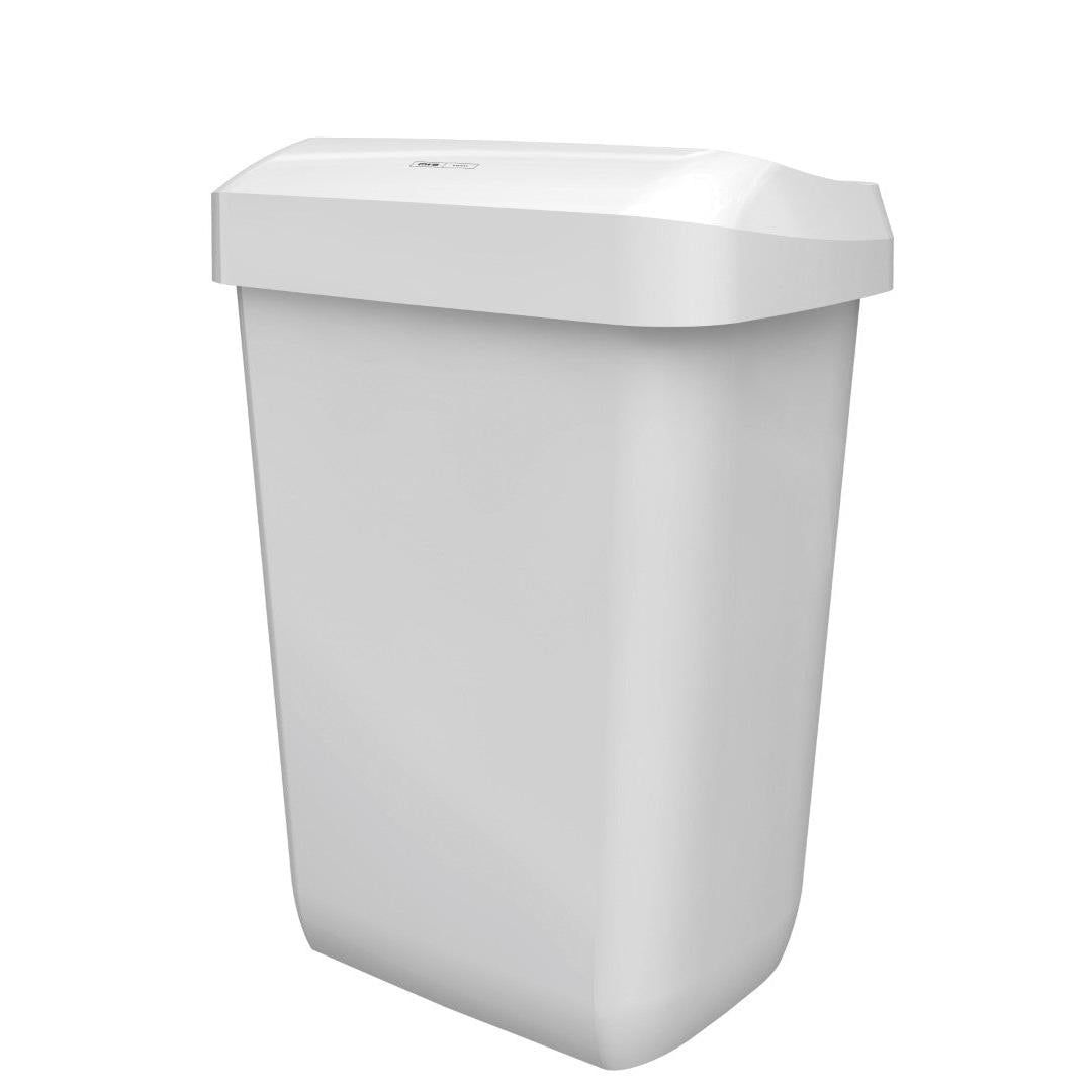 Der CWS ParadiseLine Abfallbehälter Paper Bin ist ein weißer, rechteckiger 43-l-Kunststoffbehälter mit leicht gewölbtem Deckel, abgebildet auf einem schlichten weißen Hintergrund.