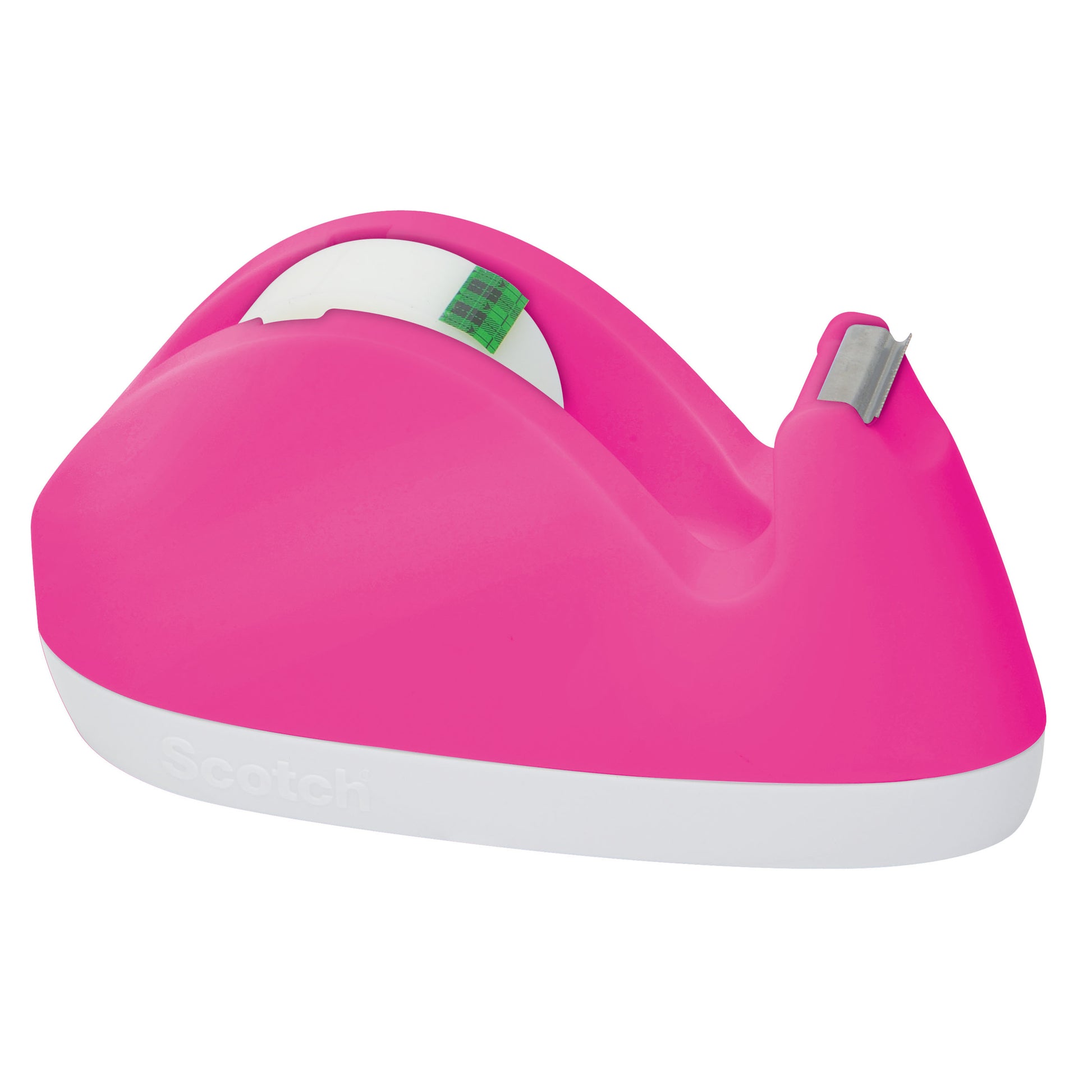 Der 3M Scotch™ Hasen-Klebeband-Abroller C29 in rosa, mit Scotch® Magic™ Unsichtbares Klebeband (19 mm × 8,89 m, 1 Rolle), ist vor weißem Hintergrund abgebildet.