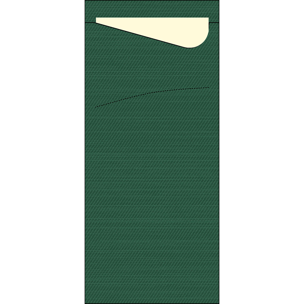 Ein rechteckiger grüner Schlafsack mit cremefarbener Innenseite, von oben gesehen auf Weiß. Seine weiche Textur erinnert an den Komfort des Sacchetto Zelltuch 190 x 85 mm der Duni GmbH.