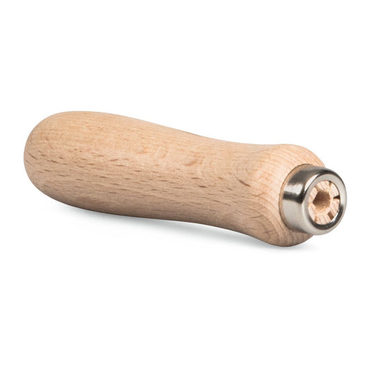 The Nölle Profi Brush file handle from Nölle Profi Brush Bürsten- & Pinseltechnik e.K. features a smooth wooden handle with a metal collar, allowing for easy and comfortable attachment to tools or blades for precise application.