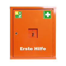 EUROSAFE First Aid Cabinet, Orange, Standard Contents, DIN 13169