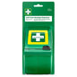 The Orkla Wound Care AB Cederroth Soft Foam Bandage Dispenser blue (1 piece) comes in its packaging with a white cross on green, clear labeling and contains a roll of blue, self-adhesive bandages for initial wound care.