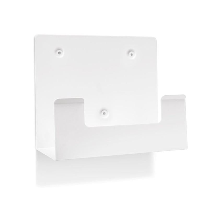 Die Orkla Wound Care AB Wandhalterung für Augenspületui REF 51011042 (1 Stück) ist eine weiße, wandmontierte Metallhalterung mit vier Schraublöchern und einer rechteckigen Frontöffnung, ideal für die Organisation Ihres Augenspüleetuis.