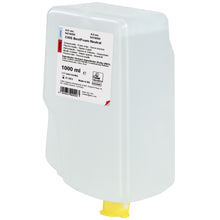 Ein rechteckiger, durchsichtiger Kunststoffbehälter mit einer gelben Tülle spendet CWS Seifenschaum BestFoam Neutral. Das weiße Etikett mit der Aufschrift "CWS BestFoam 1000 ml" weist auf die milde Formel für die tägliche Handhygiene hin.