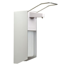 Der MCD MEDICAL CARE DENTAL GmbH NITRAS Desinfektionsmittelspender (1 Stück) fasst 1000 ml Flaschen, hat einen Armhebel zur einfachen Bedienung, ist aus Aluminium/Kunststoff in silber/weiß und wird inklusive Wandbefestigung geliefert.