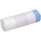 A roll of white DEISS 56004 garbage bags (25 pieces, 500x600+50x0.015 mm) from EMIL DEISS KG (GmbH + Co.), with a blue bag at the end, is wrapped in a plain white label and placed on a light background.