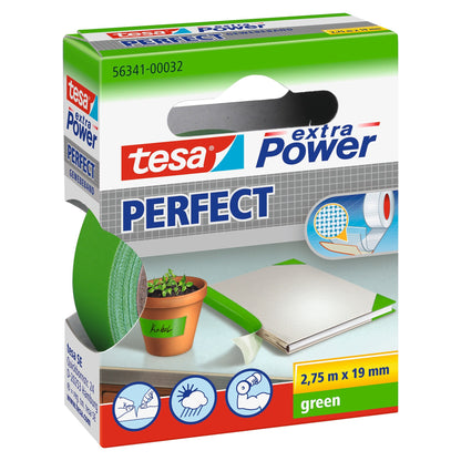 tesa extra Power Perfect Gewebeband grün, 2,75 m x 19 mm