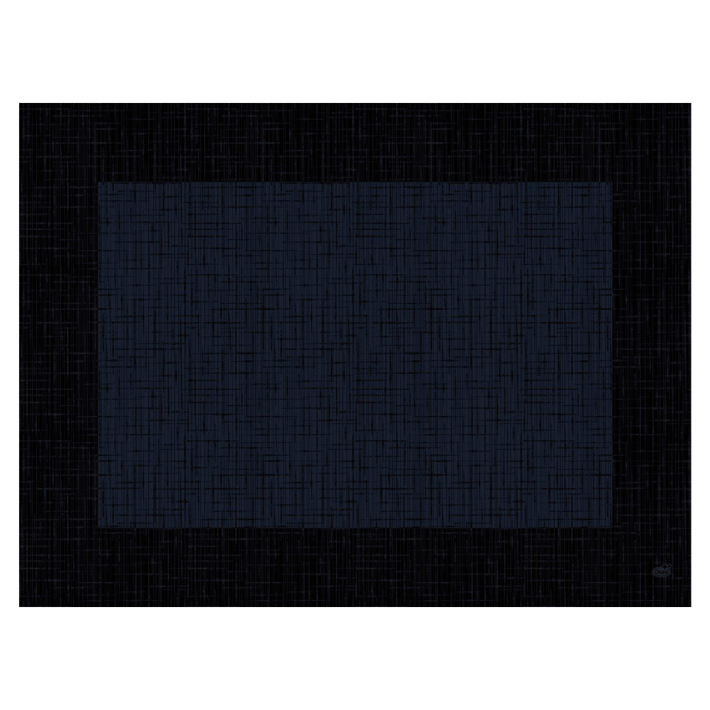 An abstract image showing a large dark blue rectangle with a textured grid pattern reminiscent of the sophisticated Duni Dunicel® placemat 30 x 40 cm 'Linnea Black' by Duni GmbH, against a black background reflecting the grid structure.