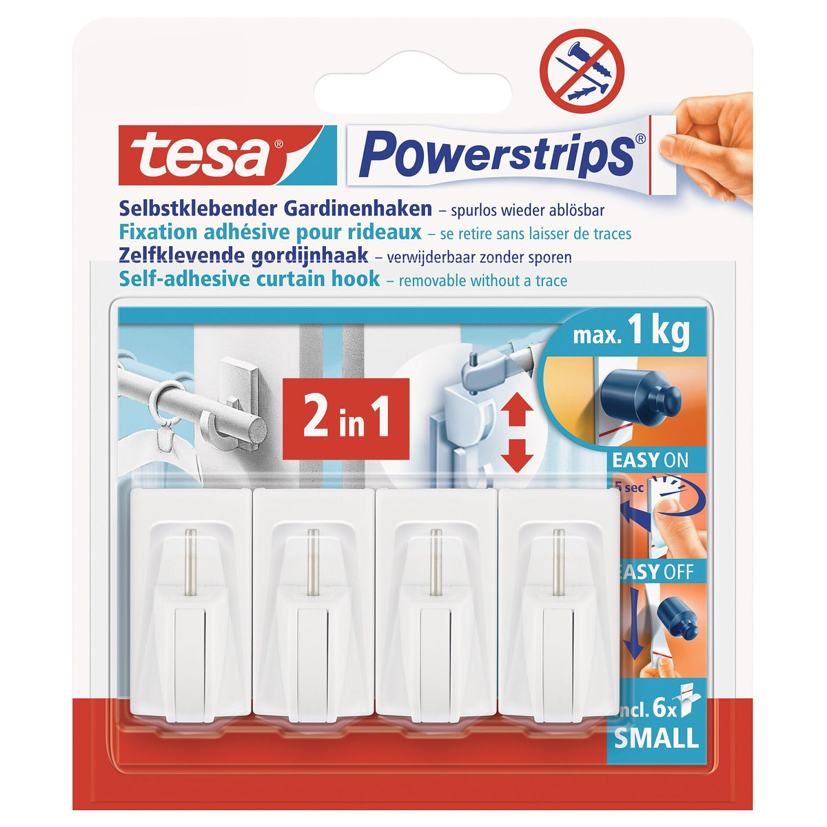 tesa Powerstrips Vario-Gardinenhaken weiß