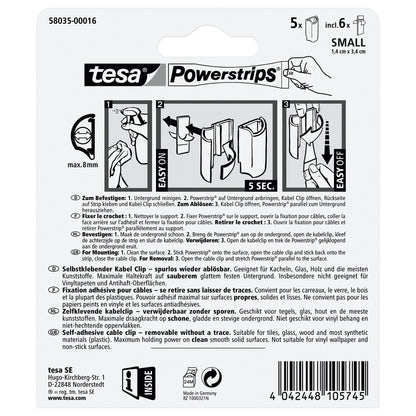 tesa Powerstrips Kabel-Clip, weiß